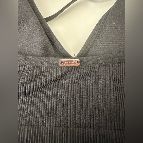 PINK Victorias Secret Black Ribbed Halter Bralette Size Small - Picture 3 of 4